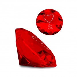 Kristallen diamant met Swarovski-hart & gravure - rood 2