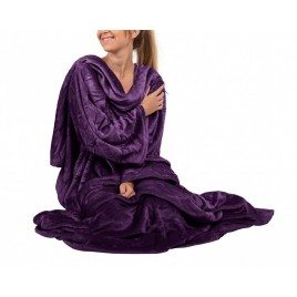 Hugz - de deken met mouwen - paars - met personalisatie