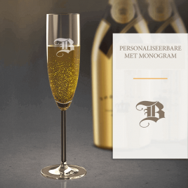 Champagne glas met gegraveerd monogram
